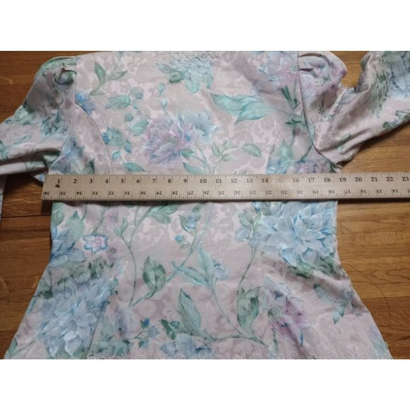 Vintage '80s Nana collection size 14p floral silk and Pearl lace women's top - Picture 6 of 10